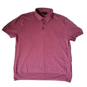 Brooks Brothers Italian Yarn Polo Shirt L Pink Linen Cotton Blend Vintage